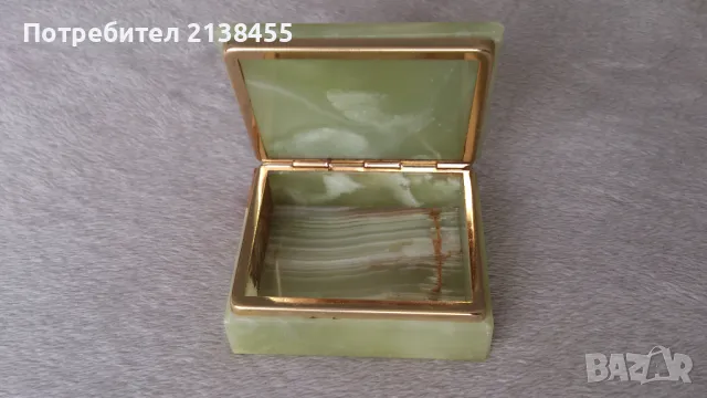 Стара масивна каменна кутия за бижута, изработена от зелен оникс, снимка 4 - Декорация за дома - 49598609