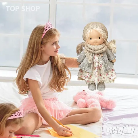 Waldorf Doll Ръчно изработена плюшена кукла, пълнена плюшена щастлива кукла изненада подарък парца, снимка 6 - Плюшени играчки - 48818978
