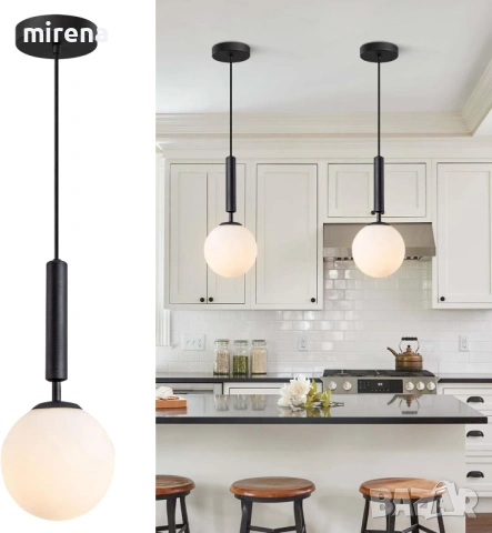 Висяща лампа Сребърна, модерна, кухненски остров индустриална, селска,, снимка 5 - Лампи за баня - 53420899