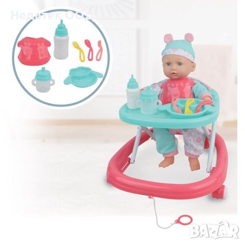  Бебе кукла с проходилка, със звуци и аксесоари, 35,5см, снимка 3 - Кукли - 43730431