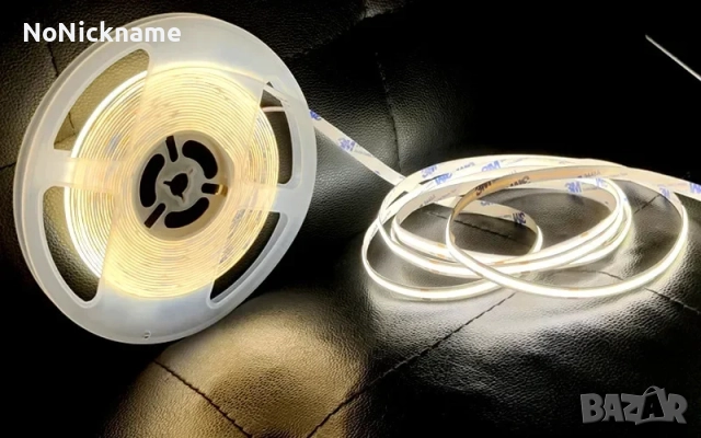 5М, 4000K, LED COB лента 8мм с DC 12V щепсел 2-пинов кабел димируема линейна светлина декорация, снимка 4 - Лед осветление - 52611100