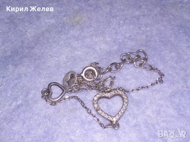 ФИНА СРЕБЪРНА СКЪПОЦЕННА ГРИВНИЧКА СРЕБРО 925 със СЪРЧИЦА и ФАСЕТИРАНИ ЦИРКОНИ 16888, снимка 17 - Гривни - 39379208