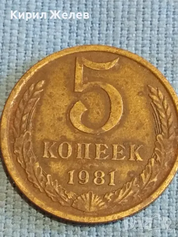 Стара монета 5 копейки 1981г. СССР рядка за КОЛЕКЦИЯ ДЕКОРАЦИЯ 75811, снимка 3 - Нумизматика и бонистика - 48208070