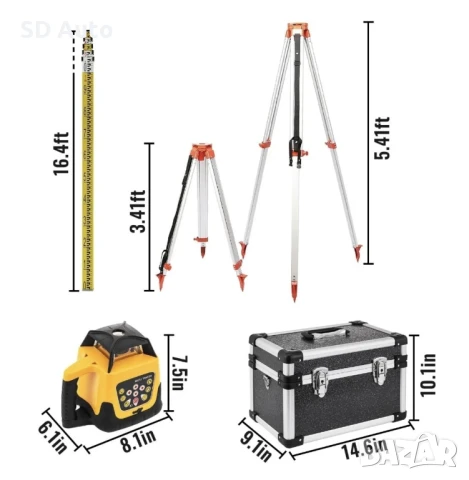 Vevor 500 м Ротационен Лазерен нивелир 360°, снимка 4 - Измервателни инструменти - 50497715