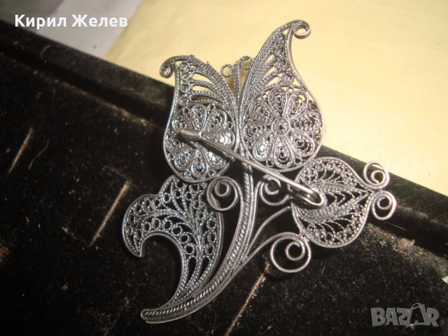 ИЗУМИТЕЛНО КРАСИВА ФИЛИГРАННА СРЕБЪРНА БРОШКА 19 ВЕК ВИСОКА ПРОБА СРЕБРО РЪЧНА РАБОТА БИЖУ 22626, снимка 4 - Антикварни и старинни предмети - 33045225