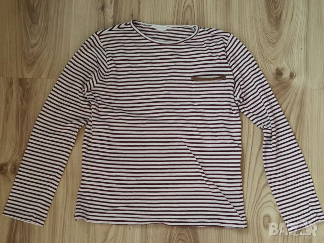 Детска блуза MANGO, size 11/12, райе екрю и винено, много запазена, снимка 1