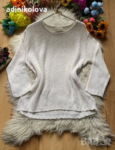 Бял пуловер с пайети, снимка 1 - Блузи с дълъг ръкав и пуловери - 38958591