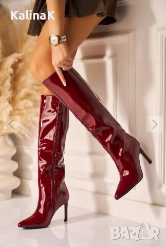 Лачени Бордо ботуши
