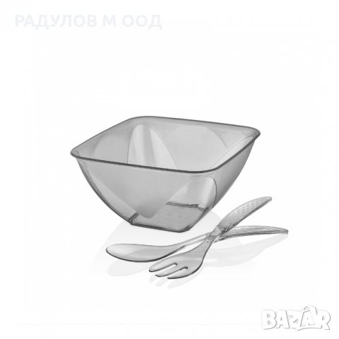 Купа за салата 'Кристал" 3 л, с прибори / 201860, снимка 4 - Прибори за хранене, готвене и сервиране - 33677423