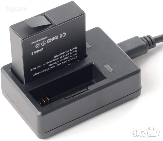 Зарядно устройство SJCAM за батерии SJ6 Legend, За 2 батерии, USB кабел, снимка 5 - Батерии, зарядни - 27855482