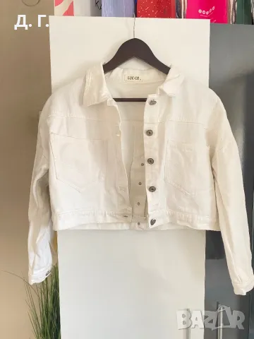 Бяло дънково яке, снимка 2 - Якета - 48293654