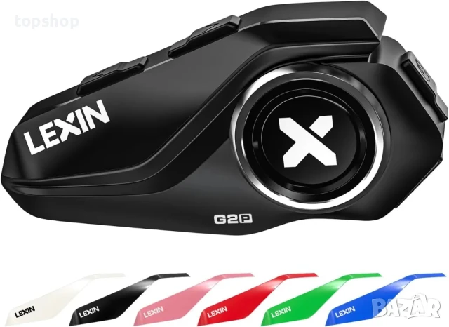 НОВ интерком LEXIN G2P Bluetooth слушалка за мотоциклетна каска, FM радио, 6 корпуса, универсално...