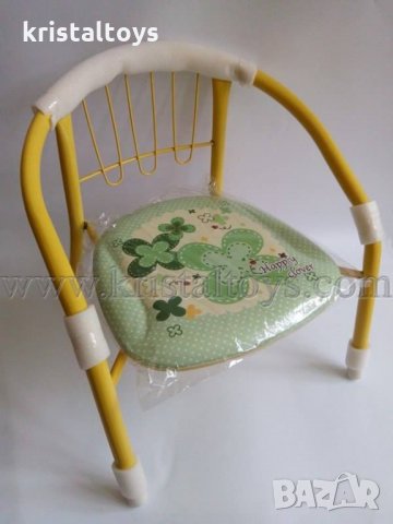 Стол детски с метални крака, облегалка и картинка в жълто, снимка 1