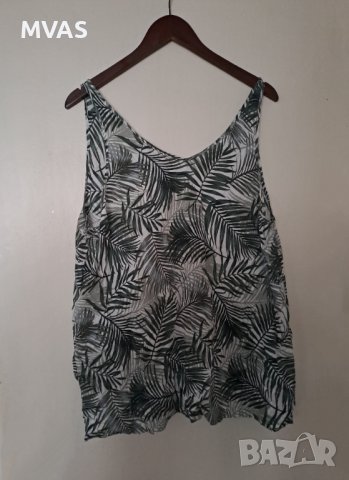 Нов H&M летен топ тропически десен 48 размер XXL  зелено с бяло, снимка 2 - Корсети, бюстиета, топове - 40219858