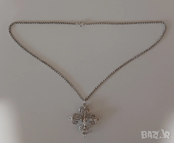 Ръчно изработен кръст от сребърен филигран, снимка 4 - Колиета, медальони, синджири - 39549779