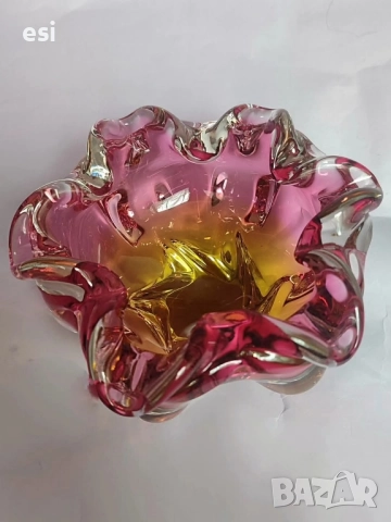 🩷 Стъклена купа Josef Hospodka за “Chribska Bohemia” , снимка 4 - Антикварни и старинни предмети - 52231972