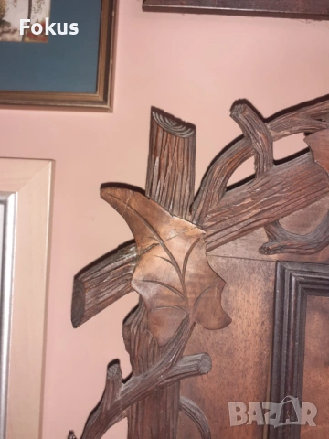 Стар рядък антикварен дървен шкаф за ключове Black Forest, снимка 4 - Антикварни и старинни предмети - 53273138