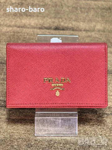 Prada Small Card Case Wallet Red Saffiano , снимка 1 - Портфейли, портмонета - 49383353