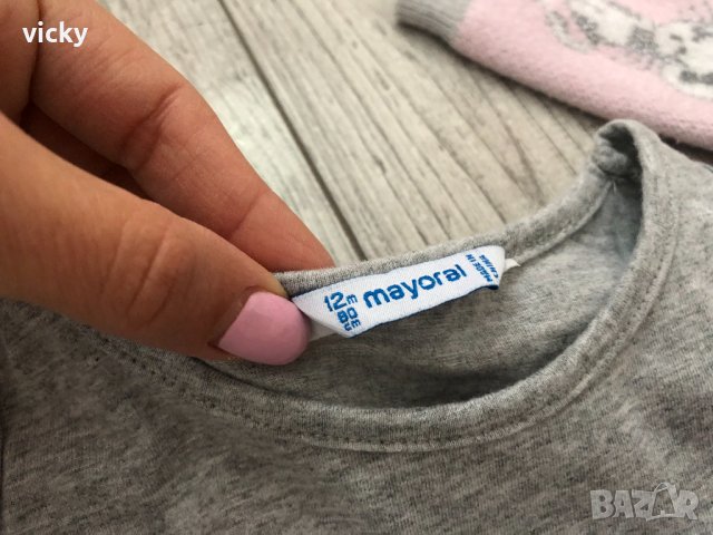 Комбинирана рокля Mayoral /рокля с тюл и пуловер/ 12М, 80см, снимка 7 - Бебешки рокли - 39063060