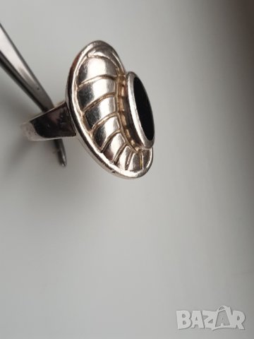 Сребърен пръстен с камък оникс, снимка 3 - Пръстени - 38684666