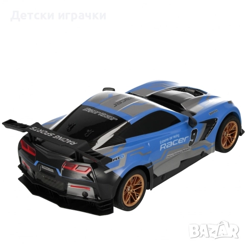 R/C състезателна кола 44см, 1:10, светлинни ефекти, гумени колела, с дистанционно , снимка 5 - Коли, камиони, мотори, писти - 52656196