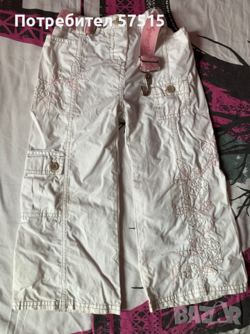 Next детски бял панталон летен момиче с бродерии, снимка 5 - Детски панталони и дънки - 36416362