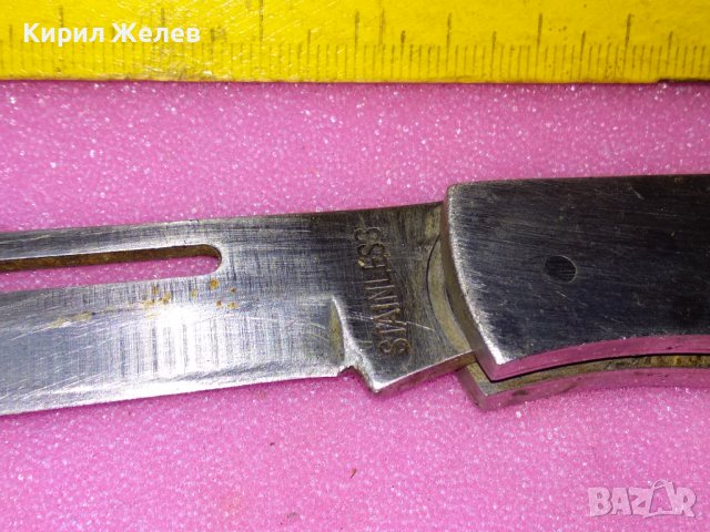 СТИЛЕН ГОЛЯМ СГЪВАЕМ ДЖОБЕН ЛОВЕН НОЖ STAINLESS ДЖОБНО НОЖЧЕ с ДЪРВЕНИ ЧИРЕНИ 43102, снимка 9 - Ножове - 44119424