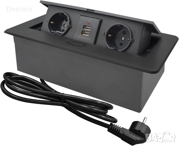 Вграден прибиращ се контакт CHENGPI – 2x220V + 2xUSB