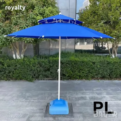 Градински чадър с UV защита с ветроустойчива клапа и двоен покрив – 220/220 см, снимка 7 - Градински мебели, декорация  - 50394371