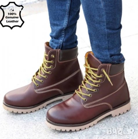 Мъжки боти - кафява ЕСТЕСТВЕНА кожа - 7100-1, снимка 2 - Мъжки боти - 38016806