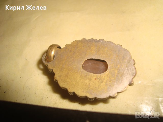 БРОНЗОВ СТАРИНЕН РЕТРО АРТ ПЕНДАНТ с ИВИЧЕСТ ШЛИФОВАН НЕФРИТ АРТ ДЕКО СТИЛ 21084, снимка 3 - Антикварни и старинни предмети - 32659653