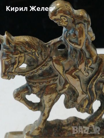 Бронзова фигура конник с постамент-8251, снимка 4 - Други ценни предмети - 27295843