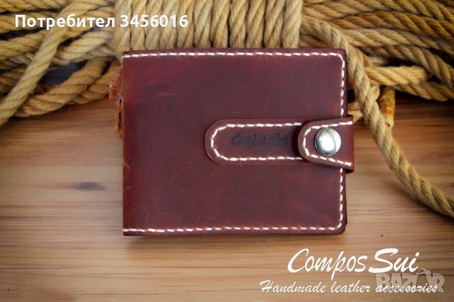 Портфейл от естествена кожа, ръчна изработка, снимка 2 - Портфейли, портмонета - 39961174