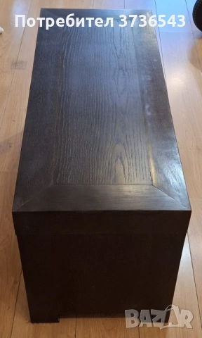 Шкаф / ТВ шкаф VIZATEL – масив дъб венге, 123×42×51 см, снимка 3 - Шкафове - 53384497