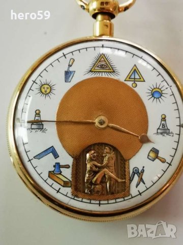 Златен 18к 7-1/2 минутен часовник репетир с еротична сцена, снимка 1