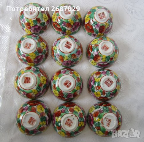 12 невероятни японски рисувани чаши с гейши, малки, стари, снимка 6 - Антикварни и старинни предмети - 28951460