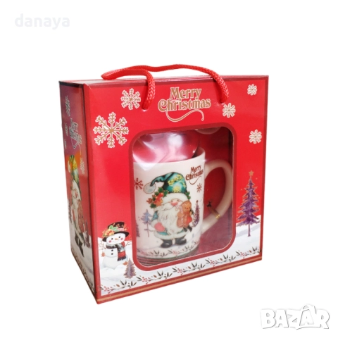 6240 Коледна чаша с лъжичка Merry Christmas в подаръчна кутия, снимка 6 - Чаши - 52120793