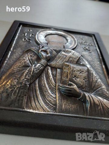Сребърна икона Свети Николай Чудотворец/сребро 925/, снимка 9 - Икони - 38829136