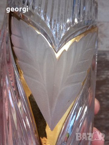 немска ваза от оловен кристал с позлата Anna Hutte , снимка 4 - Вази - 42958074