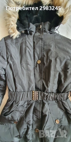 Дамско дълго черно яке с качулка , снимка 4 - Якета - 52676818