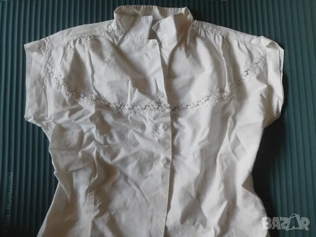 Дамска бяла памучна риза - фин памук за лятото , снимка 2 - Ризи - 49416468
