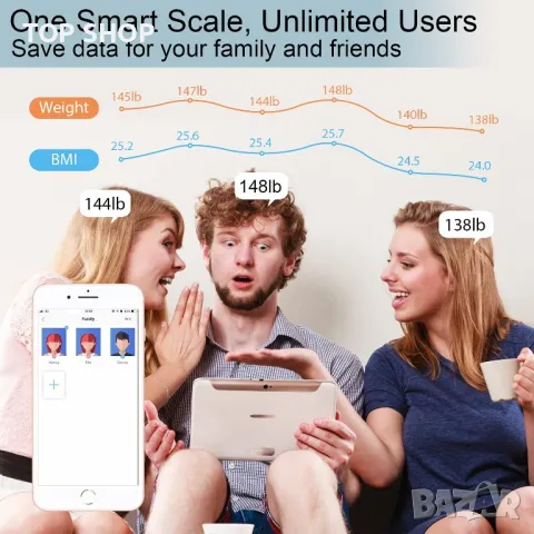 Смарт везна, кантар анализатор MPBEKING Bluetooth CW290BLE, снимка 8 - Електронни везни - 48778208