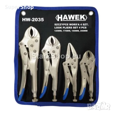 Комплект Клещи Чираци 4 части HAWEK HW-2035 със Самозаключваща се Долна Челюст