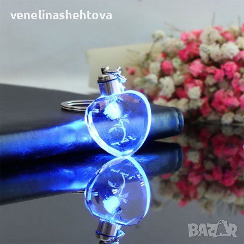 Светещ ключодържател сърце роза син/червен  цвят , снимка 6 - Други - 38930698