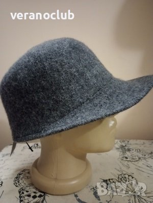 Дамска вълнена шапка с козирка Сива, снимка 3 - Шапки - 43148466