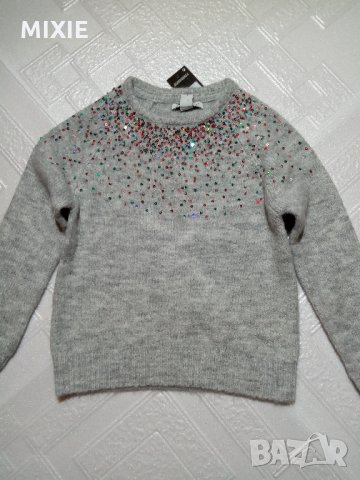 Нов детски пуловер с пайети, снимка 1 - Детски пуловери и жилетки - 27740680