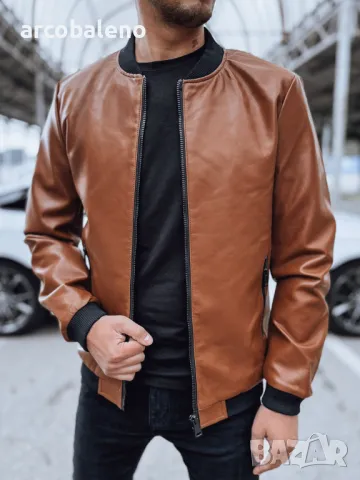 Мъжко кожено бомбър яке, 3цвята , снимка 5 - Якета - 49137849