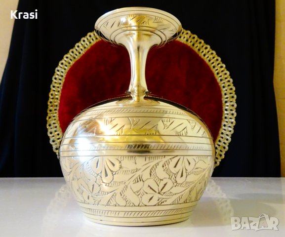 Бронзова чаша за вино Британска Индия,маркирана,гравирана, снимка 2 - Антикварни и старинни предмети - 38407550