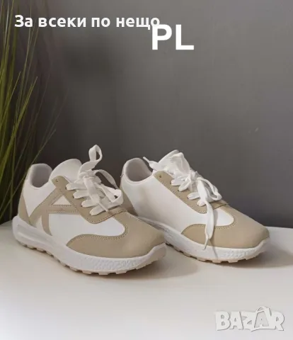 Дамски маратонки кожа и велур ; Бежово, снимка 3 - Маратонки - 47359349