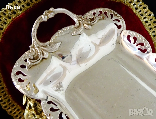 Посребрен съд за масло Art Nouveau. , снимка 2 - Антикварни и старинни предмети - 53574223